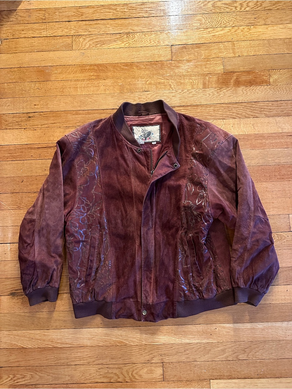 Vintage 80s 90s Egdon Heath Mens Medium 100% Leather Sweater Jacket Red Wine VTG